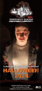 ein als gruseliger clown geschminktes gesicht, schaurig beleuchtet | gritta heimerdinger grafik showroom freiburg