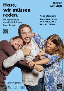 drei menschen raufen im scherz miteinander – der therapeut und sein klienten-paar | gritta heimerdinger grafik showroom freiburg