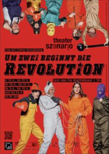 foto der darstellenden in ihren kostümen in knalligen farben | gritta heimerdinger grafik showroom freiburg