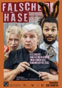 drei menschen mit ausdrucksstarken gesichtern, einer mit hasenohren | gritta heimerdinger grafik showroom freiburg