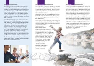 links eine frau innerhalb einer sitzung, rechts macht dieselbe frau einen beherzten schritt auf steinen im wasser, dahinter eine stadtansicht | gritta heimerdinger grafik showroom freiburg