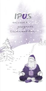 illustration eines meditierenden weihnachtsmannes in winterlicher schneelandschaft | gritta heimerdinger grafik showroom freiburg